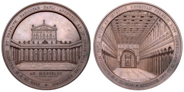STATO PONTIFICIO. PIO IX (Giovanni Maria Mastai Ferretti), 1846-1878. Medaglia in bronzo di massimo modulo 1865.