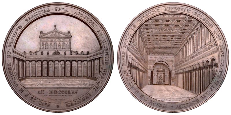 STATO PONTIFICIO. PIO IX (Giovanni Maria Mastai Ferretti), 1846-1878. Medaglia in bronzo di massimo modulo 1865.  - Asta Numismatica - Cambi Casa d'Aste