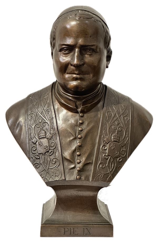STATO PONTIFICIO. PIO IX (Giovanni Maria Mastai Ferretti), 1846-1878. Busto in bronzo.
