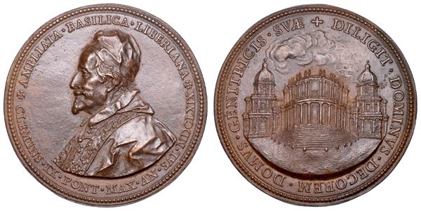 STATO PONTIFICIO. CLEMENTE IX (Giulio Rospigliosi), 1667-1669. Medaglia in bronzo 1669. Progetto di Gian Lorenzo Bernini dell'Abside di Santa Maria Maggiore.
