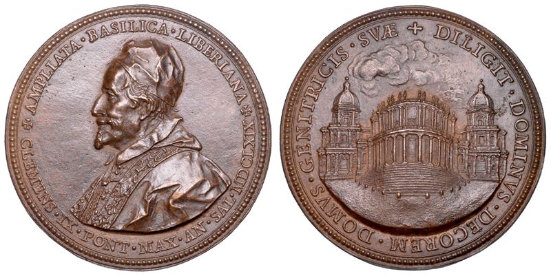 STATO PONTIFICIO. CLEMENTE IX (Giulio Rospigliosi), 1667-1669. Medaglia in bronzo 1669. Progetto di Gian Lorenzo Bernini dell'Abside di Santa Maria Maggiore.  - Asta Numismatica - Cambi Casa d'Aste