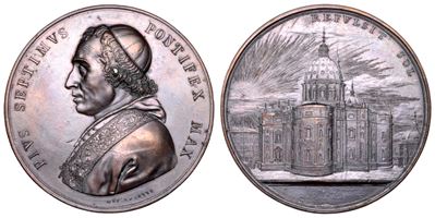 Pio VII (Barnaba Chiaramonti), Medaglia in bronzo commemorativa dell'arrivo a Roma (1800)