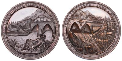 Gregorio XVI, Medaglia in bronzo, 1835 - Deviazione del corso dell'Aniene a Tivoli