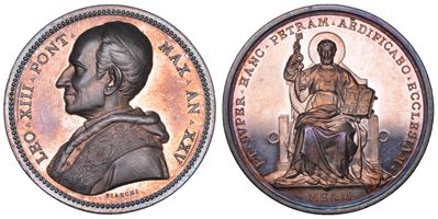 ROMA, Medaglia annuale in argento 1902 del venticinquesimo anniversario di pontificato di Leone X...