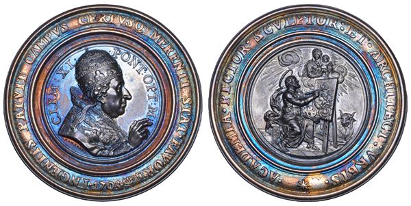 STATO PONTIFICIO. CLEMENTE XI (Giovanni Francesco Albani), 1700-1721. Medaglia premio in argento 1703. Premio dell'Accademia di San Luca.