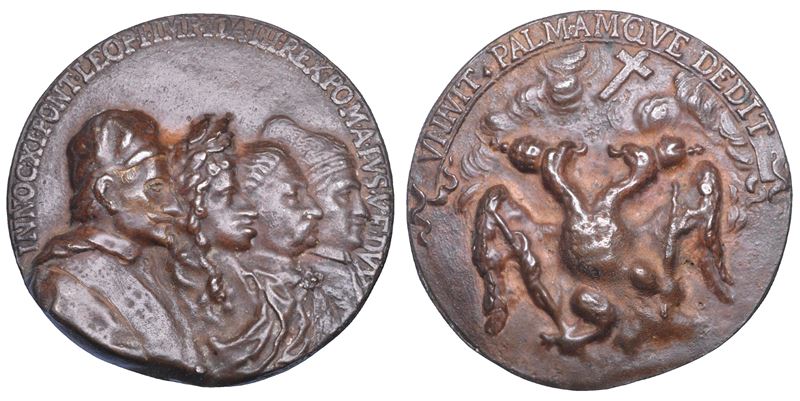 STATO PONTIFICIO. INNOCENZO XI (Benedetto Odescalchi), 1676-1689. Medaglia in bronzo 1684. Alleanza quadripartita contro i turchi.  - Asta Numismatica - Cambi Casa d'Aste