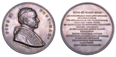 VATICANO, Medaglia in argento di Pio XI (Achille Ratti), 1927