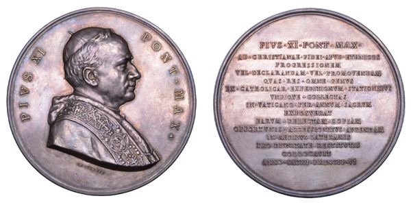 VATICANO. PIO XI (Achille Ratti), 1922-1939. Medaglia in argento 1927. Museo Missionario Etnologico del Laterano.