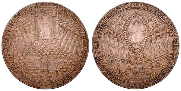 STATO PONTIFICIO. PAOLO II (Pietro Barbo), 1464-1471. Medaglia in bronzo 1466. Scomunica di Giorgio Podebrady.