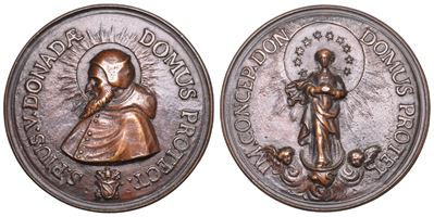 Pio V (Antonio Ghislieri), Medaglia commemorativa della Canonizzazione, bronzo, circa 1712
