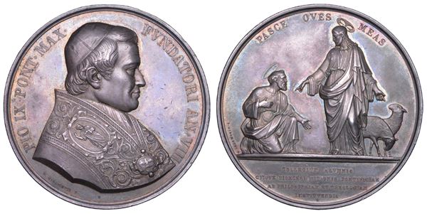 STATO PONTIFICIO. PIO IX (Giovanni Maria Mastai Ferretti), 1846-1878. Medaglia in argento 1853/A. VIII. Seminario Pio.