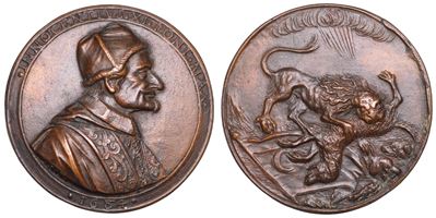 INNOCENZO XI, Medaglia in bronzo commemorativa della Vittoria di Venezia contro i Turchi, 1684