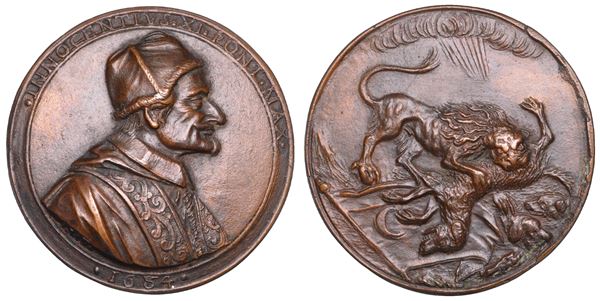 STATO PONTIFICIO. INNOCENZO XI (Benedetto Odescalchi), 1676-1689. Medaglia in bronzo 1684. Vittoria di Venezia contro i Turchi.