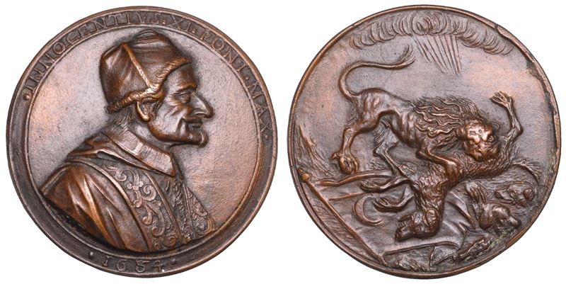 STATO PONTIFICIO. INNOCENZO XI (Benedetto Odescalchi), 1676-1689. Medaglia in bronzo 1684. Vittoria di Venezia contro i Turchi.  - Auction Numismatics - Cambi Casa d'Aste