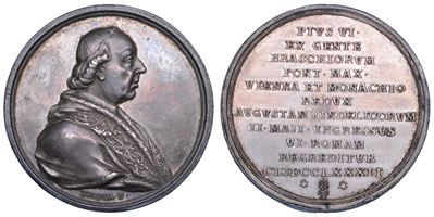 Pio VI (Giannangelo Braschi), Medaglia in argento, Ritorno dal viaggio a Vienna, 1782