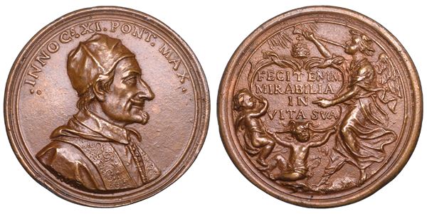 STATO PONTIFICIO. INNOCENZO XI (Benedetto Odescalchi), 1676-1689. Medaglia in bronzo s.d. (fine sec. XVII). In ricordo del Pontificato.