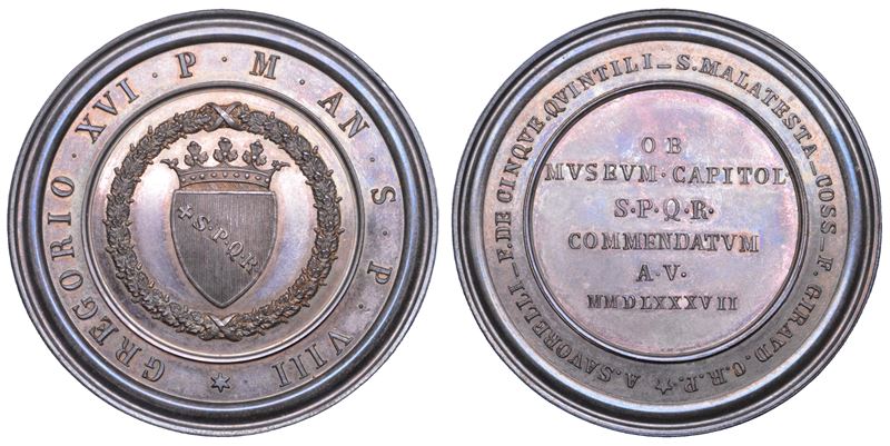 STATO PONTIFICIO. GREGORIO XVI (Bartolomeo Alberto Cappellari), 1831-1846. Medaglia in argento 1839. Affidamento del Museo Capitolino alla Magistratura Romana.  - Asta Numismatica - Cambi Casa d'Aste