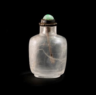 Snuff bottle, in cristallo con tappo in turchese, Cina (Repubblica), alt. 7 cm