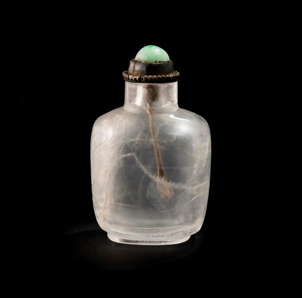 Snuff bottle in cristallo con tappo in turchese, Cina, Repubblica