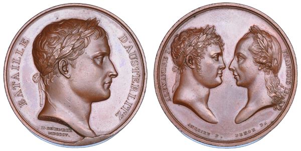NAPOLEONE I, 1804-1815. Medaglia in bronzo 1805. Battaglia di Austerlitz (Battaglia dei Tre Imperatori).
