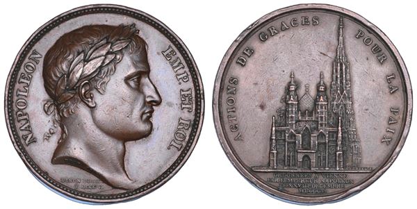 NAPOLEONE I, 1804-1815. Medaglia in bronzo 1805. Te Deum nella Cattedrale di Vienna.