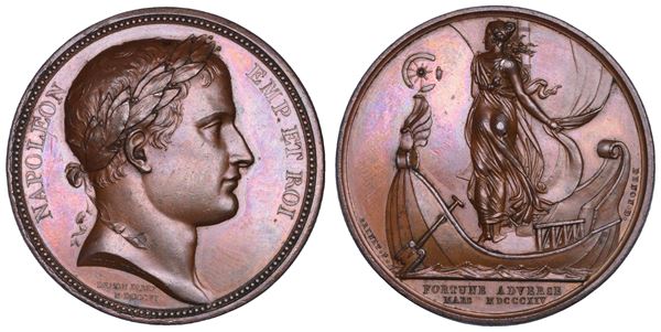 NAPOLEONE I, 1804-1815. Medaglia in bronzo 1814. Resa di Parigi agli alleati.