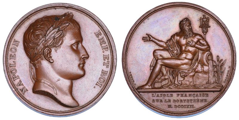 NAPOLEONE I, 1804-1815. Medaglia in bronzo 1812. Aquila francese sul Boristeno.  - Asta Numismatica - Cambi Casa d'Aste