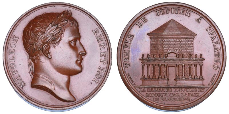NAPOLEONE I, 1804-1815. Medaglia in bronzo 1806. Conquista della Dalmazia.  - Asta Numismatica - Cambi Casa d'Aste