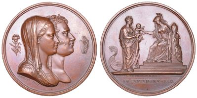 Luigi XVIII, Medaglia in bronzo per la nascita di Henri, Conte di Chambord, 1820