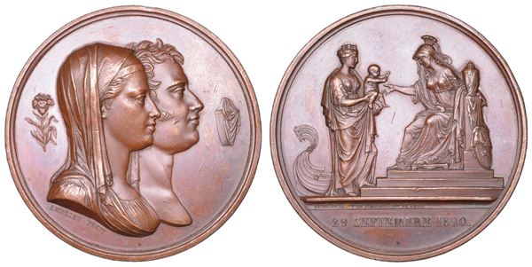 RESTAURAZIONE POST-NAPOLEONICA. LUIGI XVIII, 1814-1824. Medaglia in bronzo 1820. Nascita di Henri, Conte di Chambord.