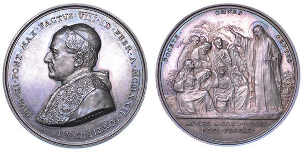 STATO PONTIFICIO. PIO XI, 1922-1939.  Medaglia straordinaria in argento 1922/A I. III centenario della sacra congregazione de Propaganda Fide.