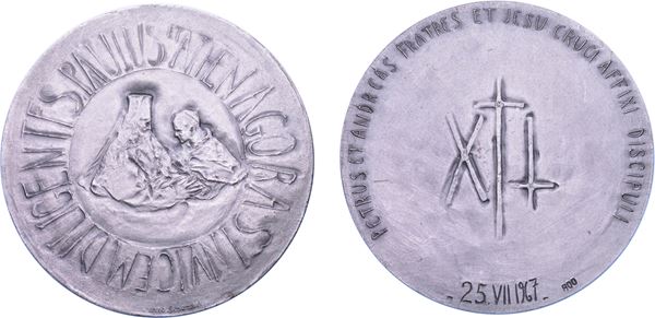 CITTA' DEL VATICANO. PAOLO VI, 1963-1978.  Medaglia straordinaria in argento 1967. Incontro con il Patriarca Atenagora