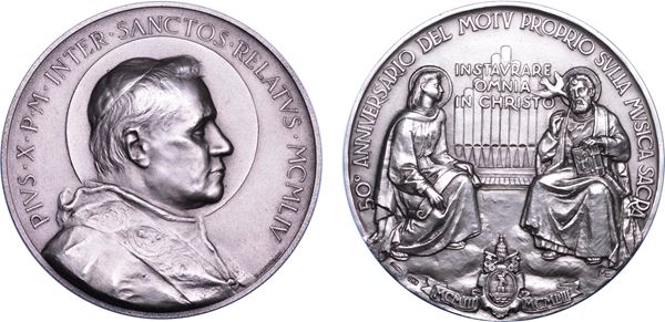 CITTA' DEL VATICANO. PIO XII, 1939-1958.  Medaglia straordinaria in argento 1954. Per la Canonizzazione di PIO X.