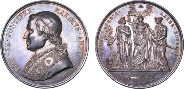 STATO PONTIFICIO. PIO IX, 1846-1878.  Medaglia straordinaria in argento 1846. Per il possesso del Laterano.