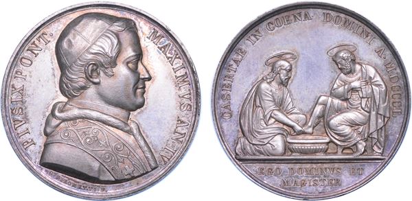 STATO PONTIFICIO. PIO IX, 1846-1878.  Medaglia straordinaria in argento 1850. Per la Lavanda del giovedì Santo emessa a Caserta.