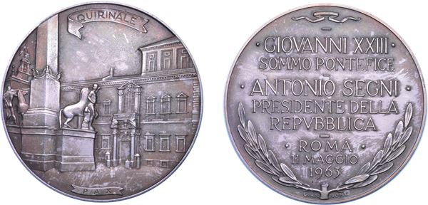 CITTA' DEL VATICANO. Giovanni XXIII, 1958-1963. Medaglia straordinaria in argento 1963. Per la visita del Papa in Quirinale.