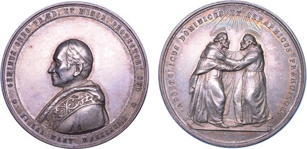 STATO PONTIFICIO. LEONE XIII, 1878-1903.  Medaglia straordinaria in argento 1893. Frati Domenicani e Francescani.