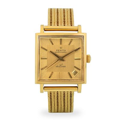 Respirator De Luxe in oro giallo 18k con bracciale e quadrante dorato, circa 1960