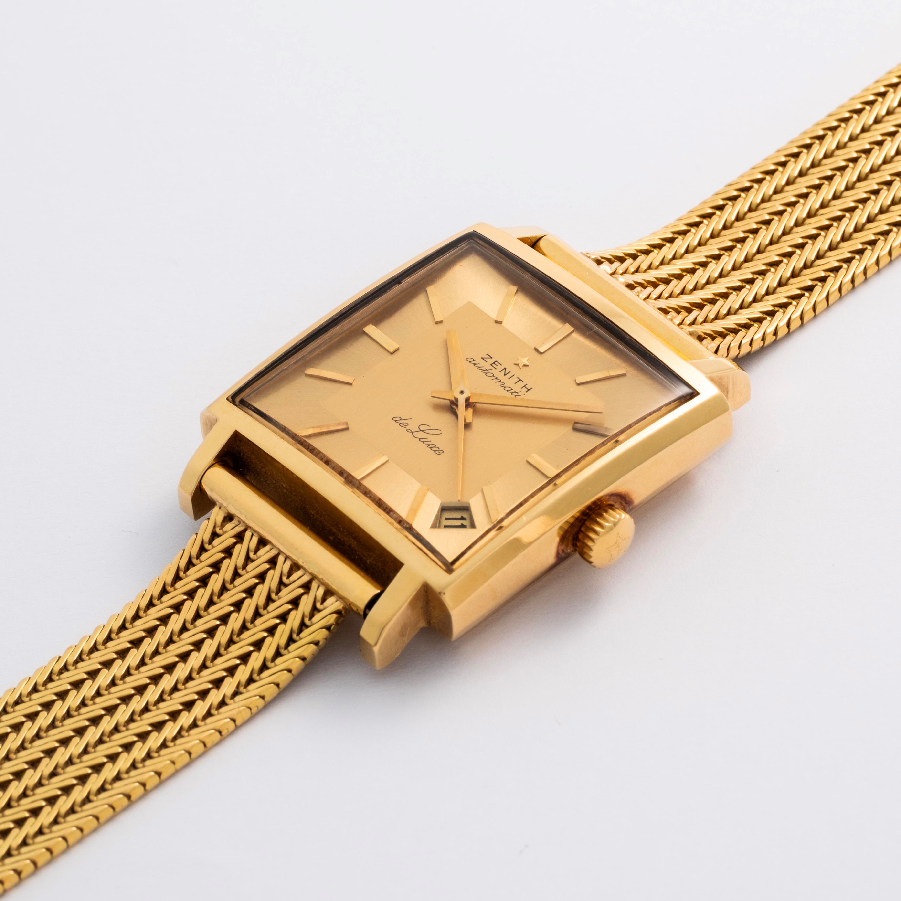 Zenith - Respirator De Luxe in oro giallo 18k con bracciale e quadrante dorato, circa 1960