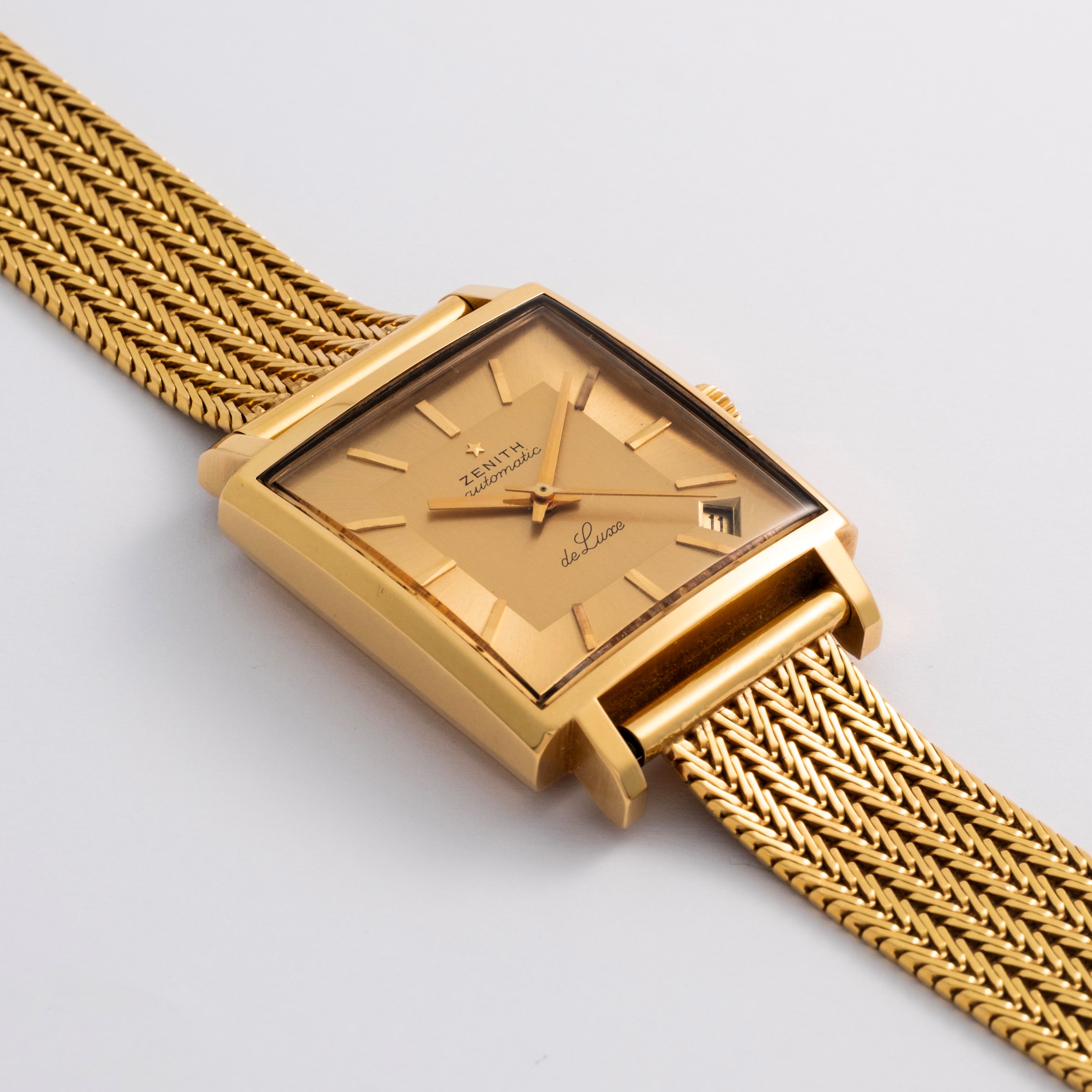 Zenith - Respirator De Luxe in oro giallo 18k con bracciale e quadrante dorato, circa 1960