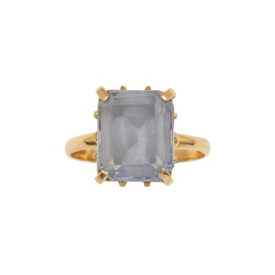 Anello con topazio azzurro, montatura in oro giallo 750/1000