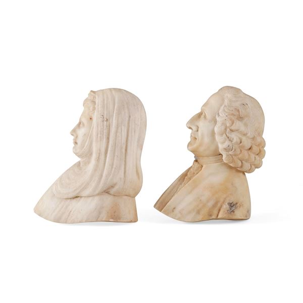 Due profili di gentildonna e gentiluomo. XVII-XVIII secolo