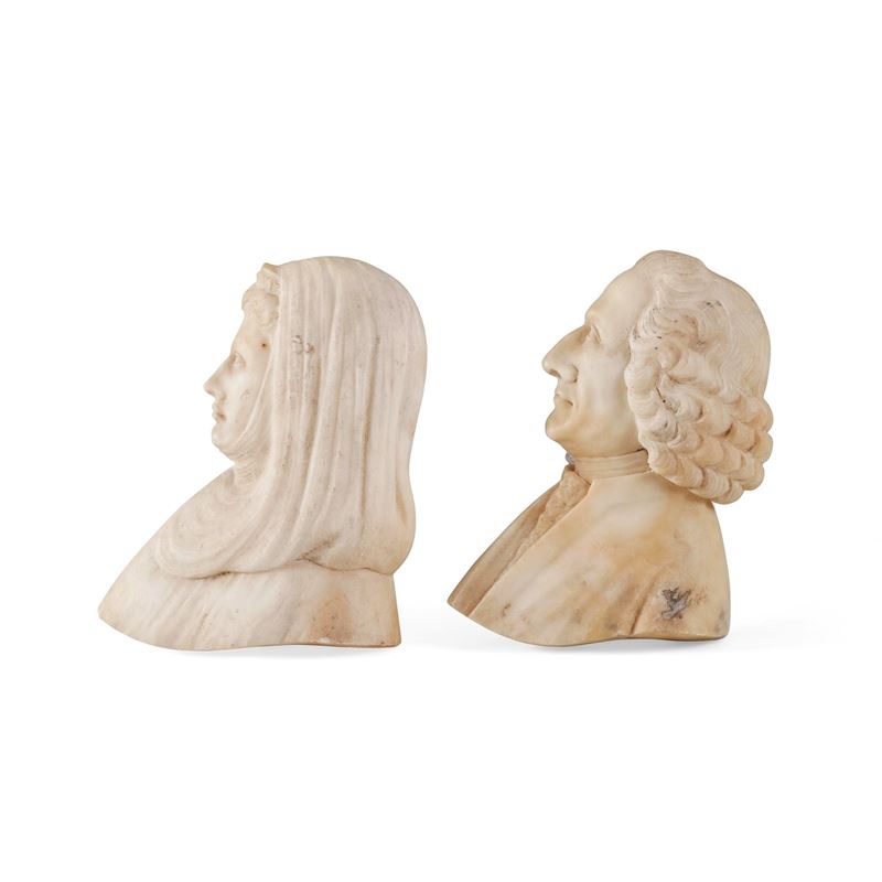Due profili di gentildonna e gentiluomo. XVII-XVIII secolo  - Auction Ettore Mocchetti's Wunderkammer - Cambi Casa d'Aste