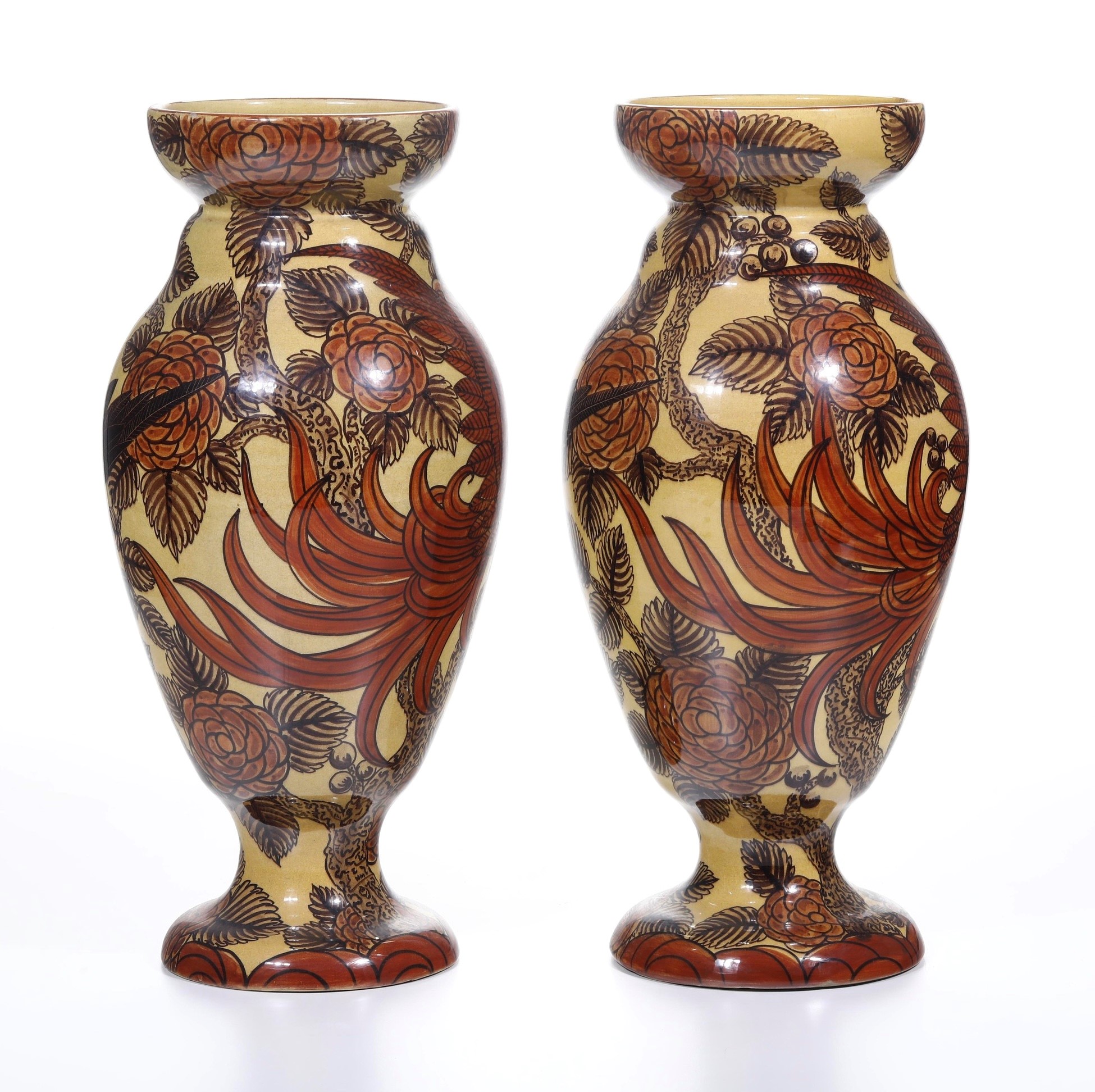 Coppia di vasi. Albisola, Manifattura Fenice, XX secolo.