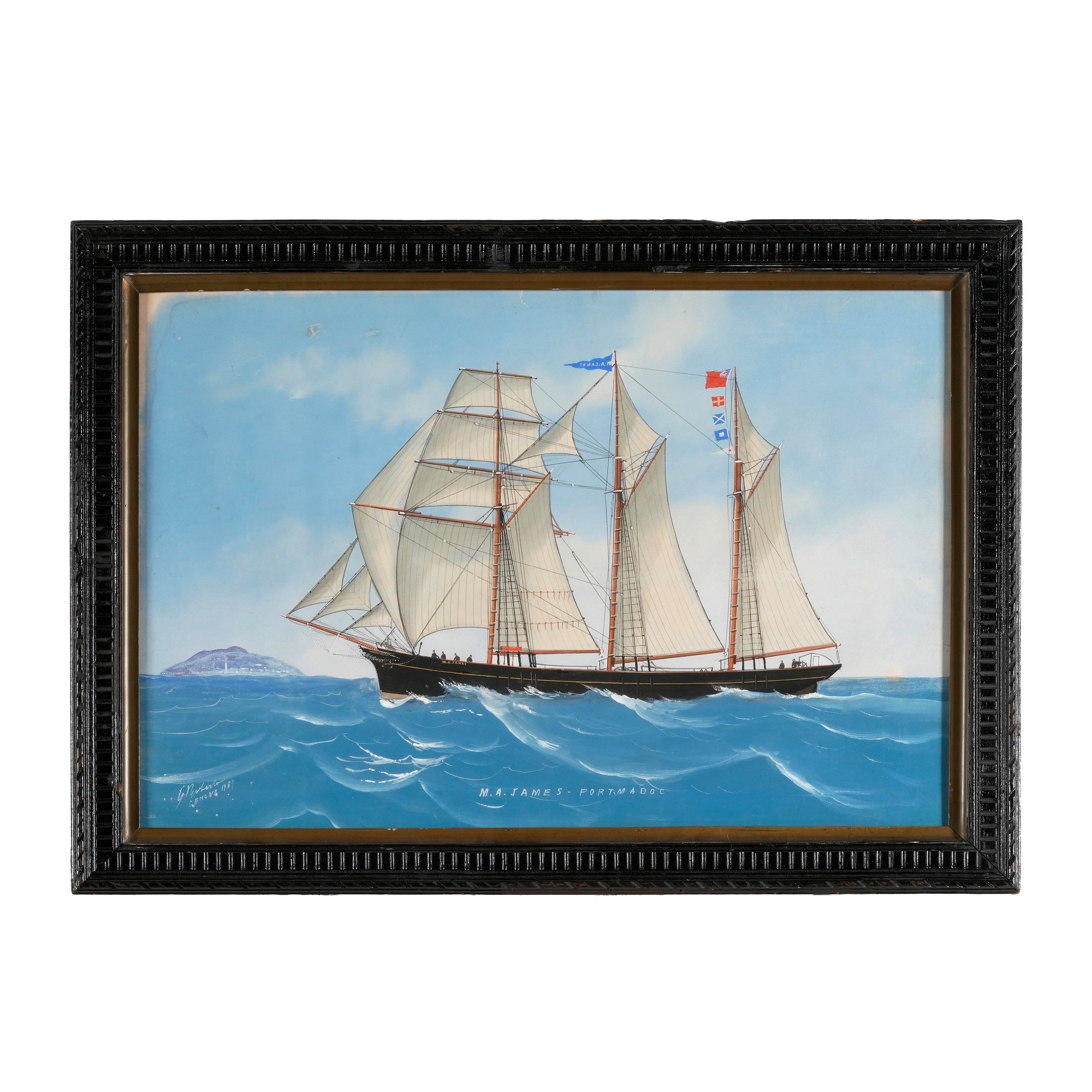 G. Roberto, Ritratto della M.A. James Port Madoc in navigazione, gouache su carta