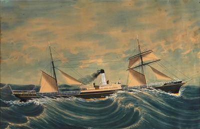 Ritratto di nave in tempesta, gouache su carta
