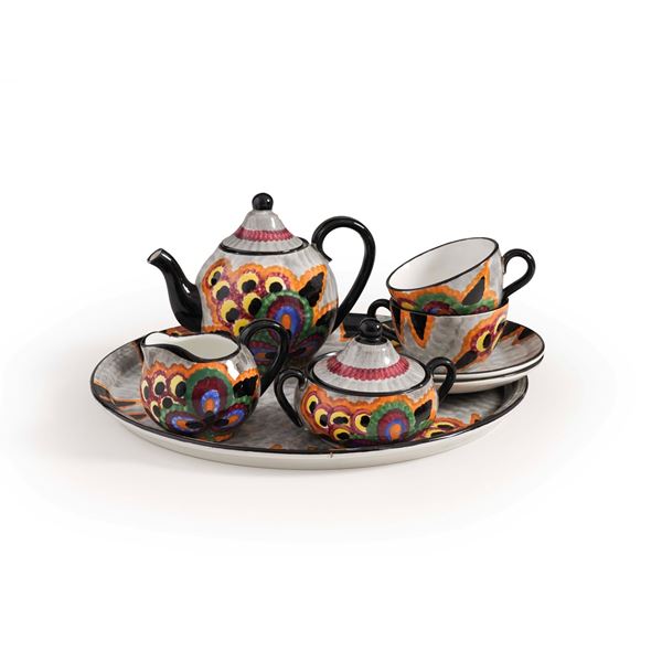 Servizio da tè tête-à-tête.<BR>Germania, Schramberg, (Foresta Nera) Manifattura SMF, 1928-1930.<BR>Design di Eva Zeisel.
