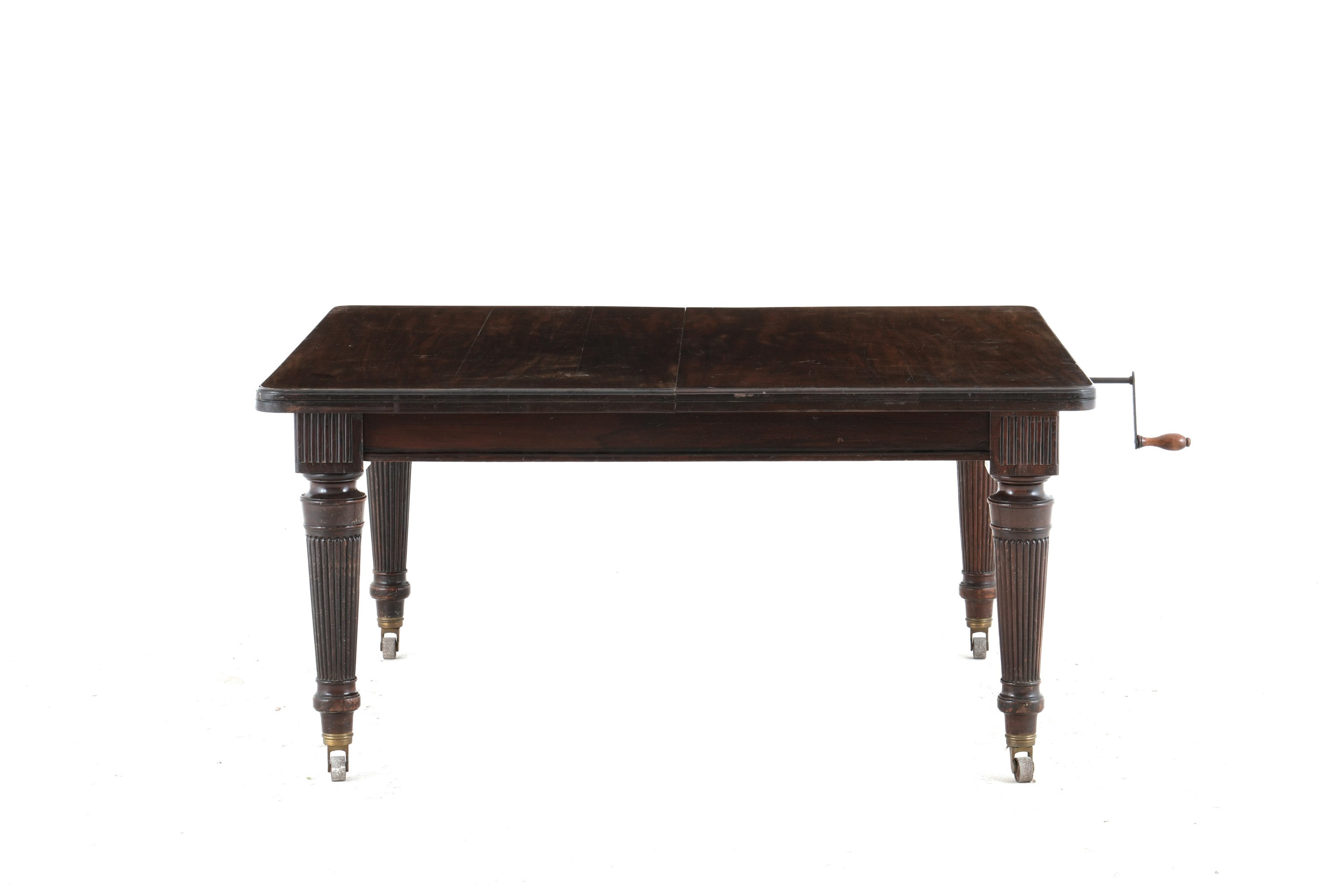 Tavolo allungabile con tre allunghe più sei sedie, Inghilterra XIX secolo