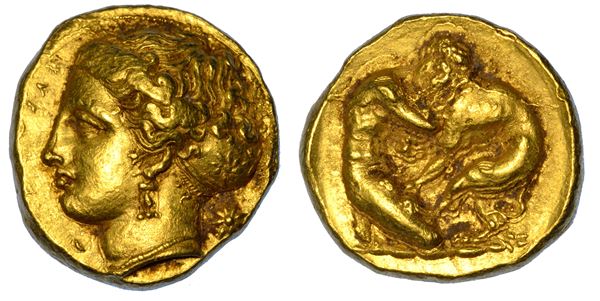 SICILIA - SIRACUSA. Doppio decadramma o 100 litre,  circa 405-400 a. C. ΣΥΡΑΚΟΣIΟ.