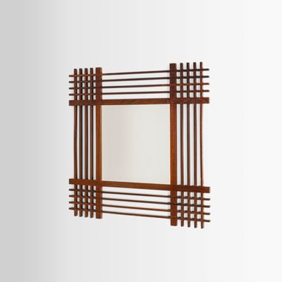 Grande specchiera in vetro e legno